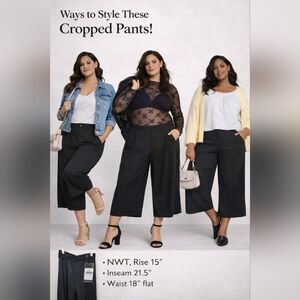 City Chic Black Wide-Leg Cropped Pants | Size 16 | NWT | High Rise